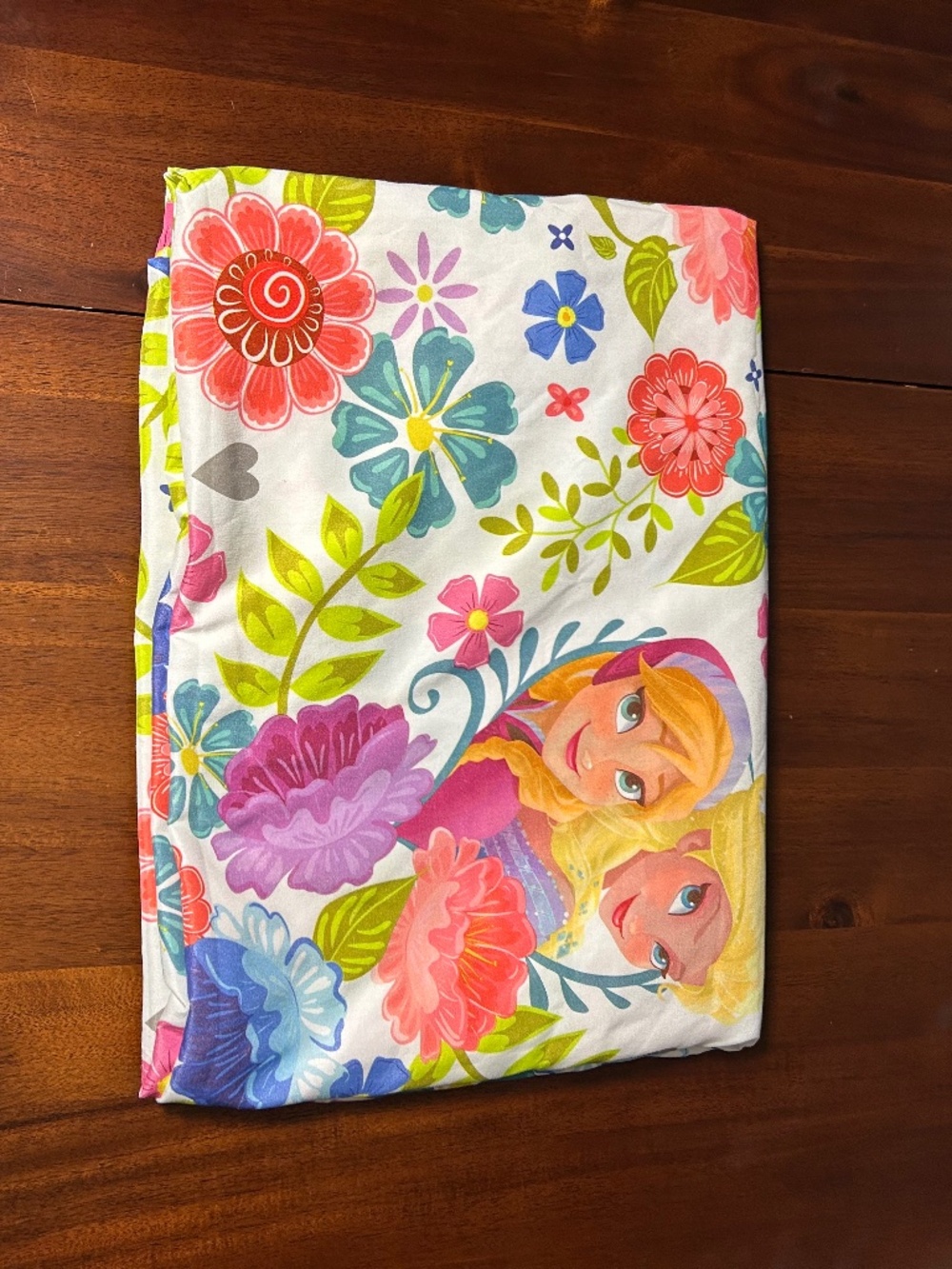 Disney Frozen Floral Breeze Twin Flat Sheet Anna Elsa Pink Purple